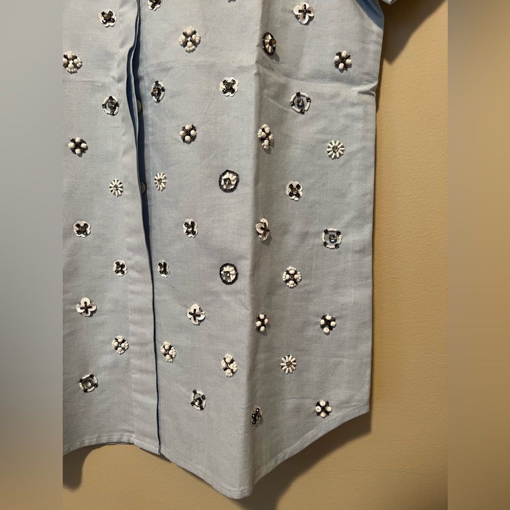 J. Crew Collection Beaded Oxford Short Sleeve Button Up Shirt - Picture 7 of 11